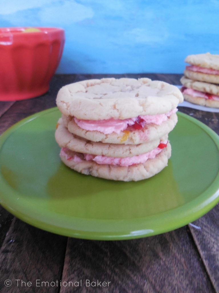 Lemon Sandwich Cookies With Strawberry Lemon Buttercream Frosting The