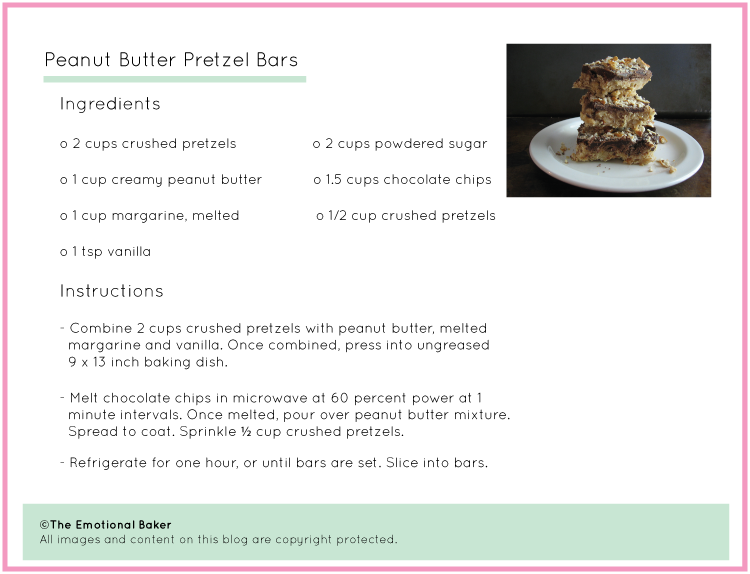 Peanut Butter Pretzel Bars | The Emotional Baker