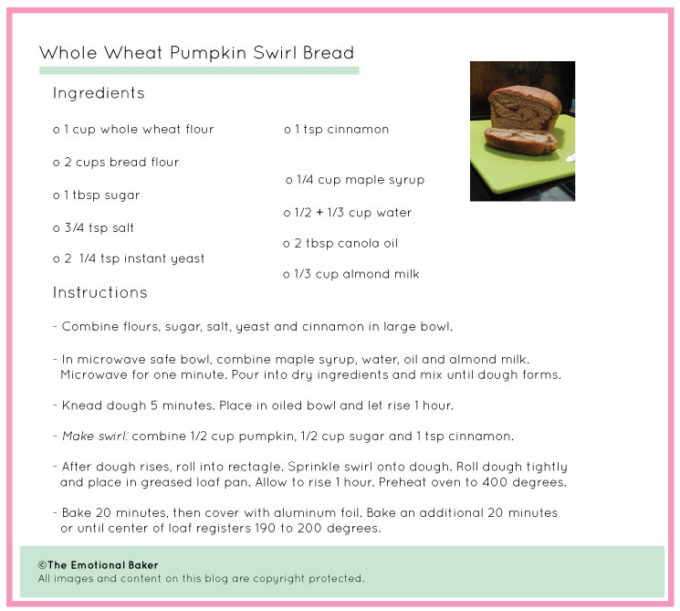 Whole Wheat Pumpkin Swirl Bread | The Emotional Baker