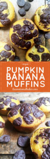 Pumpkin Banana Muffins -- A transitional muffin to get you in the mood for fall - with chocolate chips, of course!!