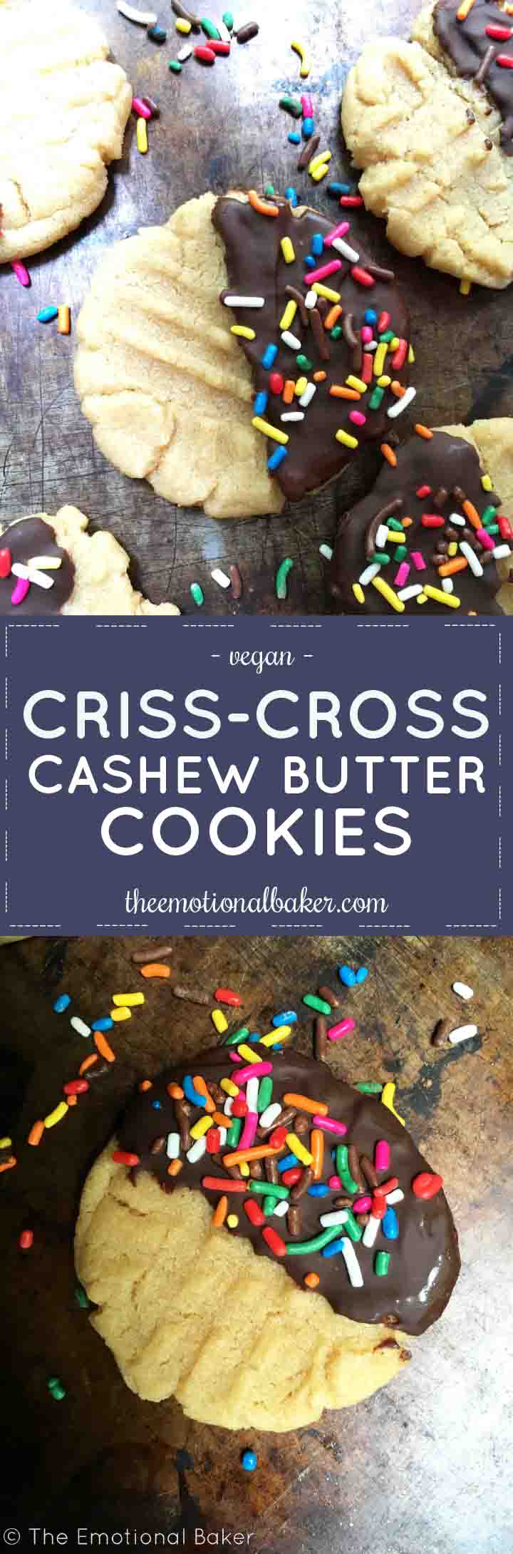 The classic criss-cross cookie gets an update with cashew butter, chocolate and sprinkles!