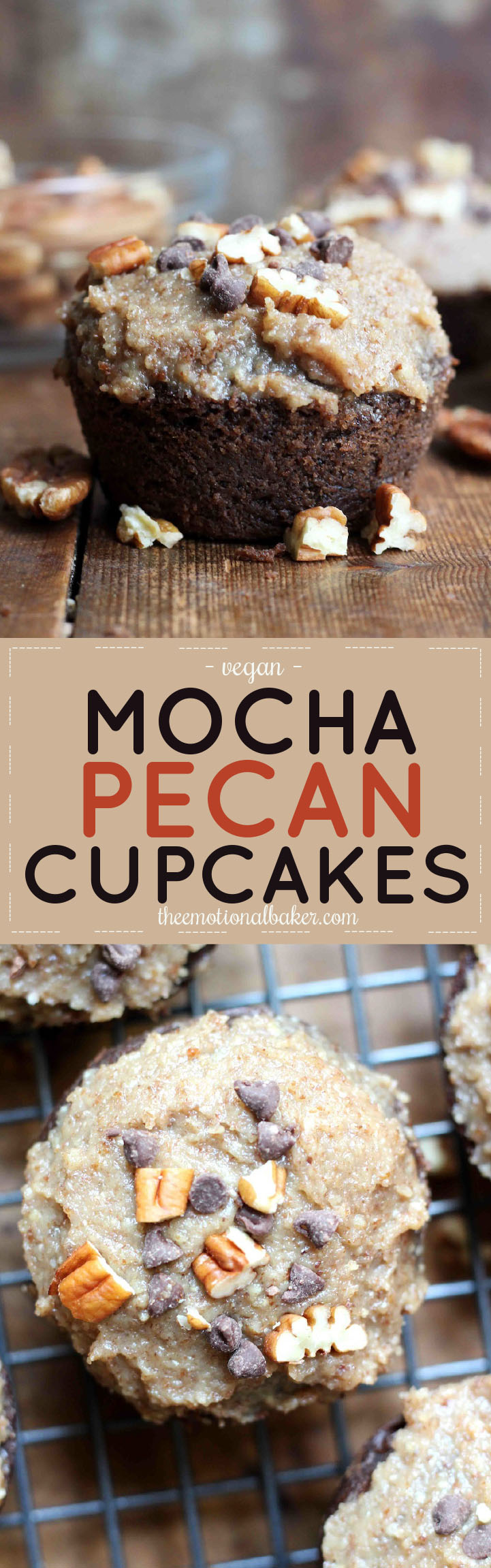 Get your chocolate and coffee fix with a Mocha Pecan Cupcake featuring white whole wheat flour, maple syrup and coconut oil.