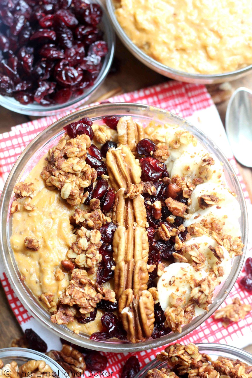 You can have your favorite Thanksgiving side for breakfast! This Sweet Potato Casserole Steel Cut Oatmeal is packed with flavor just like the casserole!